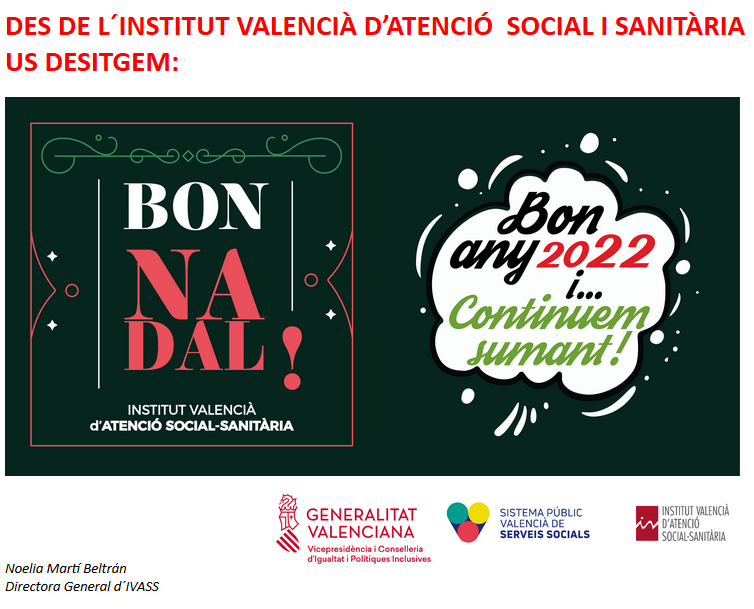 Los centros y servicios del IVASS os deseamos una Feliz Navidad y Próspero Año 2022