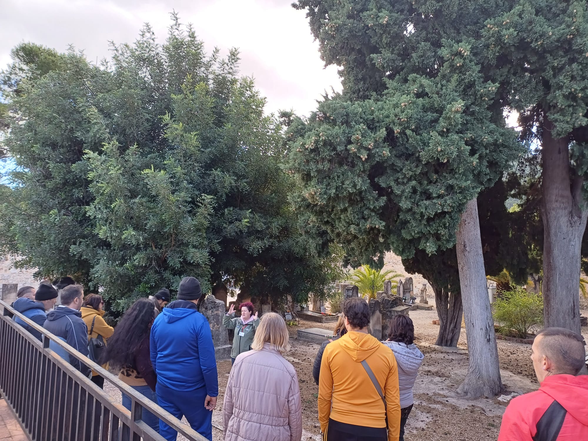 Usuàries i usuaris del CEEM Mossèn Cirilo de visita guiada pel cementeri d'Alcoi on van veure:
