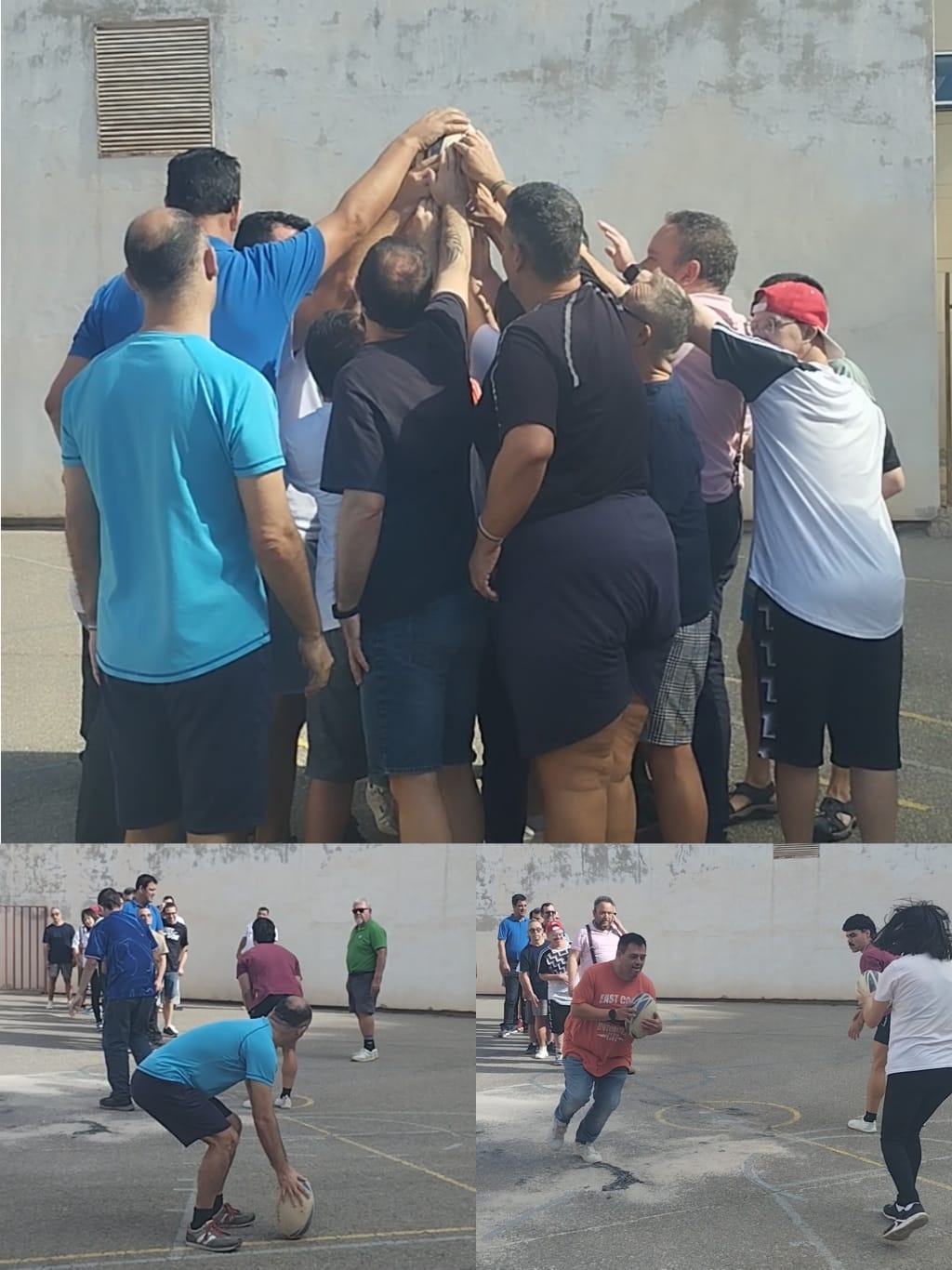 En el Centro Ocupacional Carrús hemos recibido la visita de los entrenadores y un jugador del equipo de Elche Rugby Inclusivo